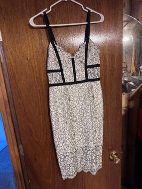 Express White Lace Dress with Black Accents